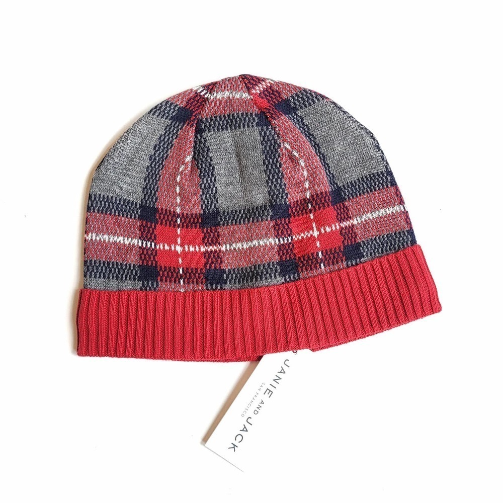 Janie & Jack Size 2-3 Toddler Plaid Beanie Hat Holiday NWT